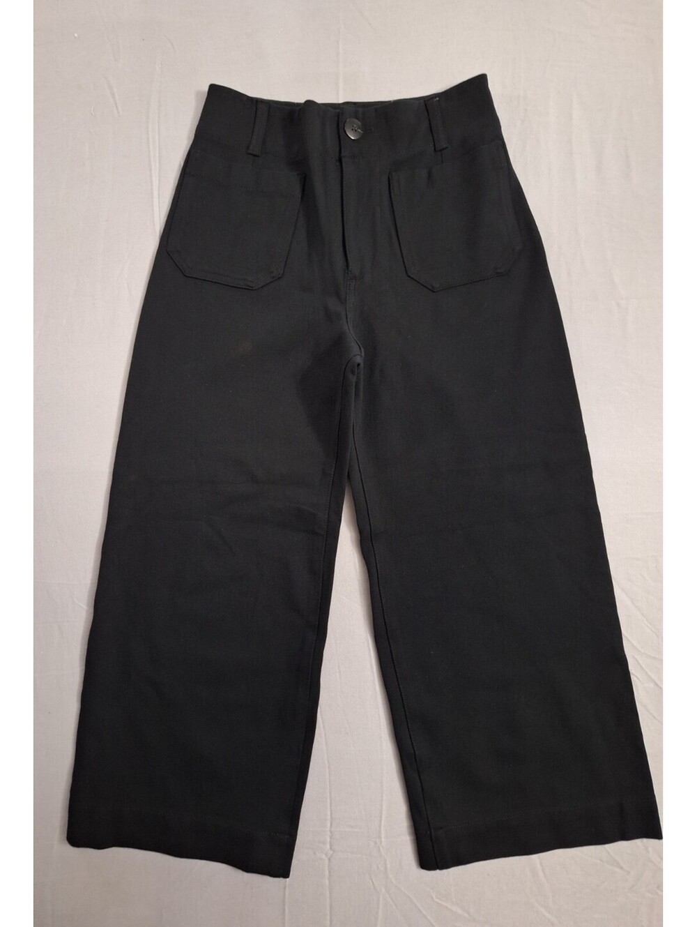 Maeve Anthropologie The Colette Black Stretch Pants 26P Petite Short Wide Leg
